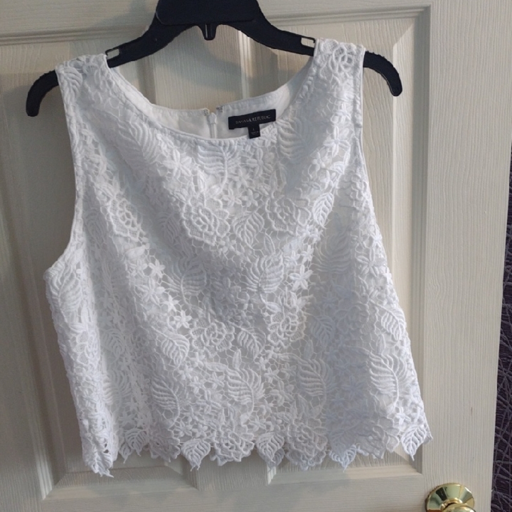 Banana Republic White Lace Blouse
